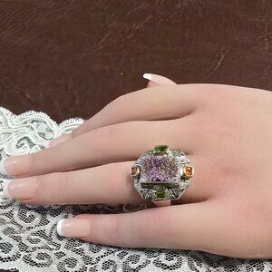 Vintage Nicky Butler Sterling Silver Druzy & Gemstone Ring, So Boho!